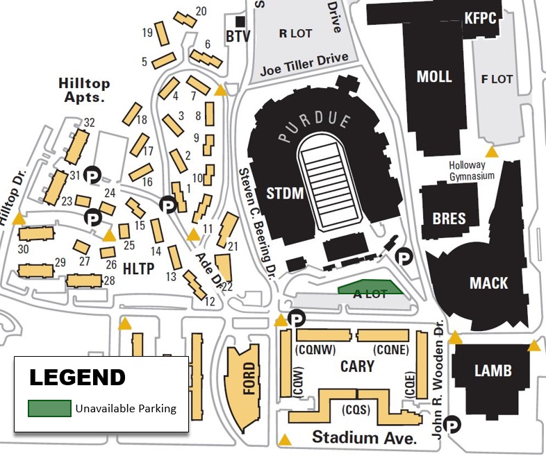 Parking impacts will be in place for the coming weeks just south of Ross-Ade Stadium.